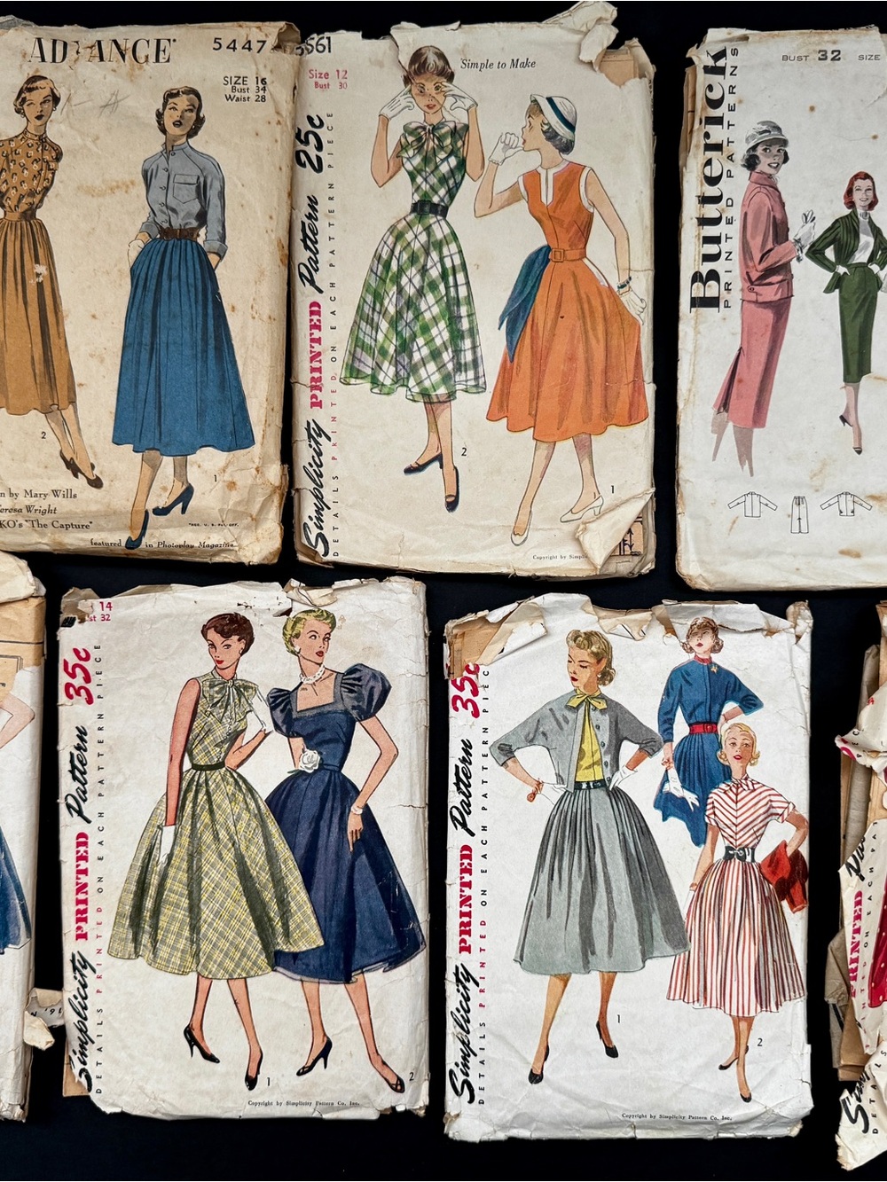 Vtg Sewing Pattern Lot Simplicity Misses Butterick Dresses 50s Sz 12 14 16 Cut - Picture 1 of 11